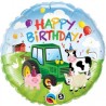 BALLON METALLIQUE ROND LA FERME HAPPY BIRTHDAY 46CM