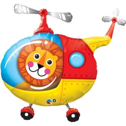 BALLON METALLIQUE HELICOPTERE LION CIRQUE 89 CM