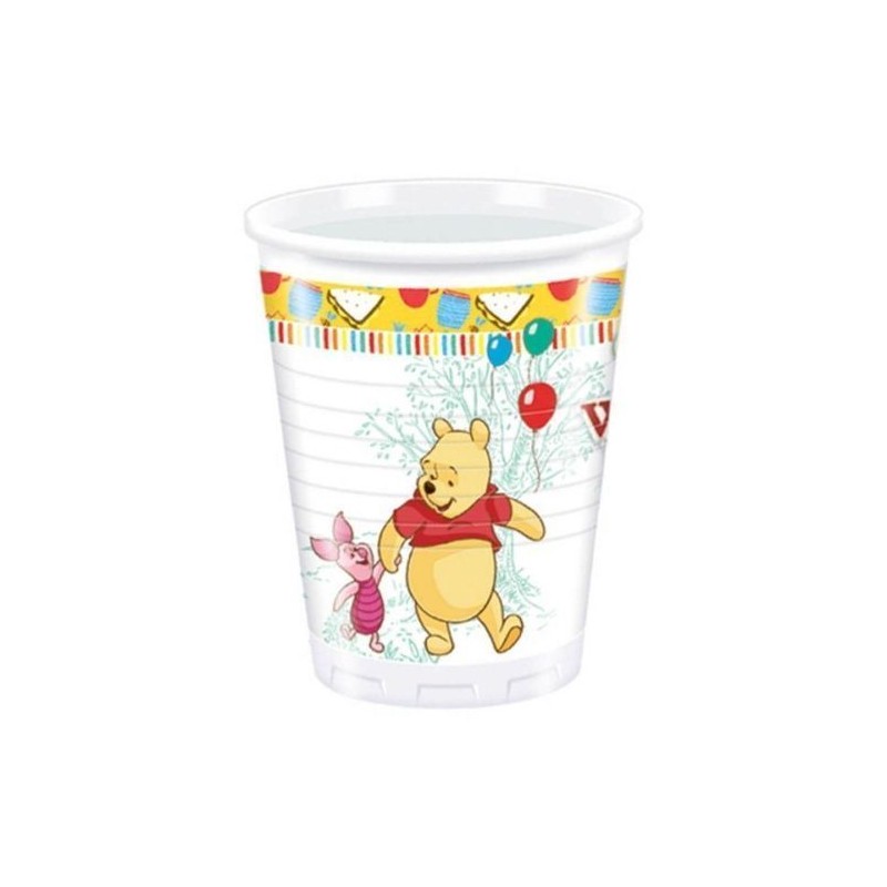 8 GOBELETS PLASTIFIES WINNIE L'OURSON 