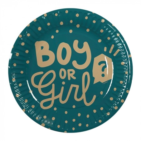 10 ASSIETTES BOY OR GIRL EN CARTON BIODEGRADABLE 23 CM