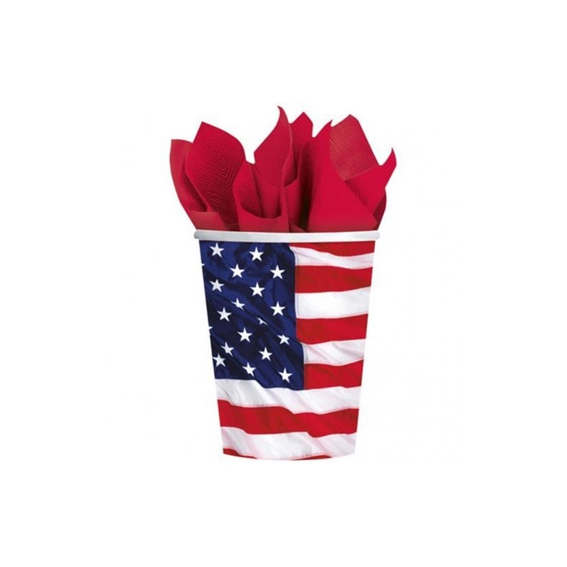 8 GOBELETS CARTON DRAPEAU USA