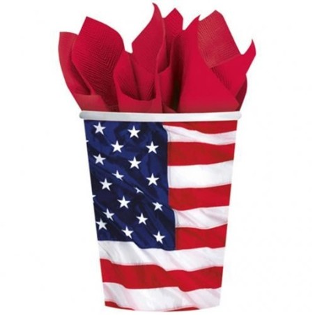 8 GOBELETS CARTON DRAPEAU USA