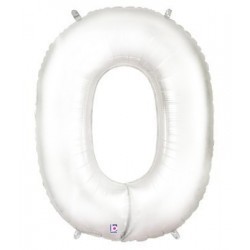 BALLON MTALLIQUE  CHIFFRE 0  BLANC 100 CM 