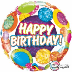 BALLON METALLIQUE HAPPY BIRTHDAY MULTICOLORE 46 CM