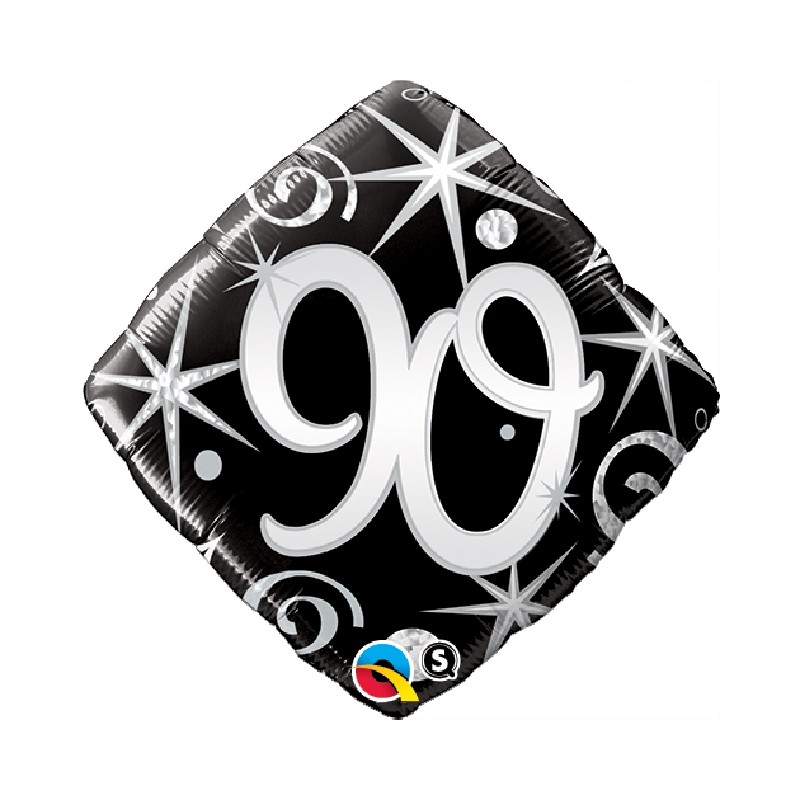 BALLON METALLIQUE ANNIVERSAIRE CHIFFRE 90 NOIR ET ARGENT 46 CM