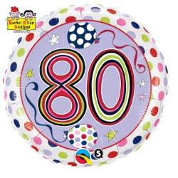 BALLON METALLIQUE ANNIVERSAIRE RACHEL 80 ANS MULTICOLORE 46 CM