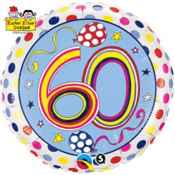 BALLON METALLIQUE RACHEL ANNIVERSAIRE 60 ANS MULTICOLORE 46 CM