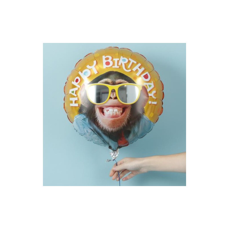 BALLON METALLIQUE SINGE HAPPY BIRTHDAY ! 46 CM