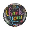 BALLON METALLIQUE THANK YOU NOIR ECRITURE MULTICOLORE 46 CM