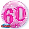 BALLON BUBBLES CHIFFRE 60 ROSE 56 CM