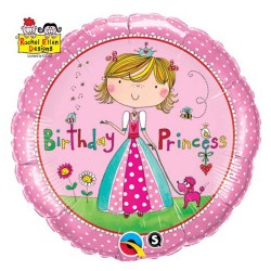 BALLON METALLIQUE ROND RACHEL BIRTHDAY PRINCESS 46 CM