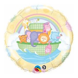 BALLON METALLIQUE ROND ANIMAUX SAFARI BEBE 46 CM