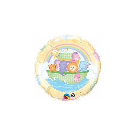 BALLON METALLIQUE ROND ANIMAUX SAFARI BEBE 46 CM