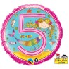 BALLON METALLIQUE ROND 5 ANS SIRENE 46 CM