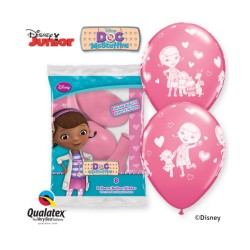 6 BALLONS QUALATEX DOC LA PELUCHE ROSE 