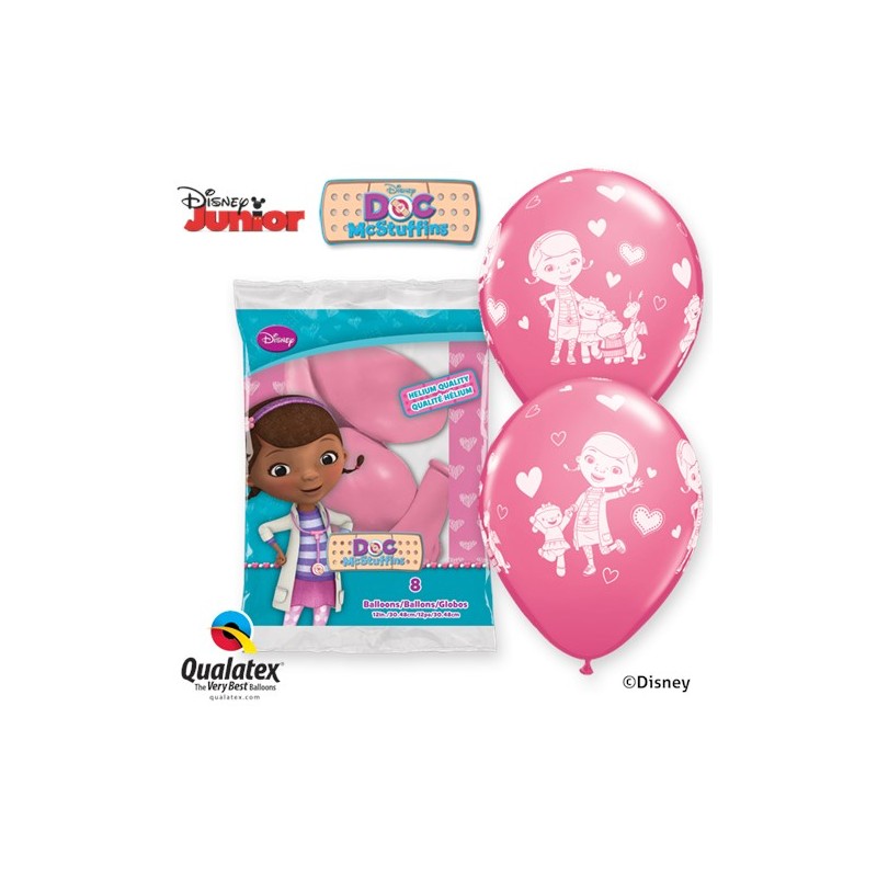 6 BALLONS QUALATEX DOC LA PELUCHE ROSE 