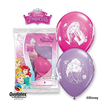 6 BALLONS QUALATEX PRINCESSE VIOLET 12"