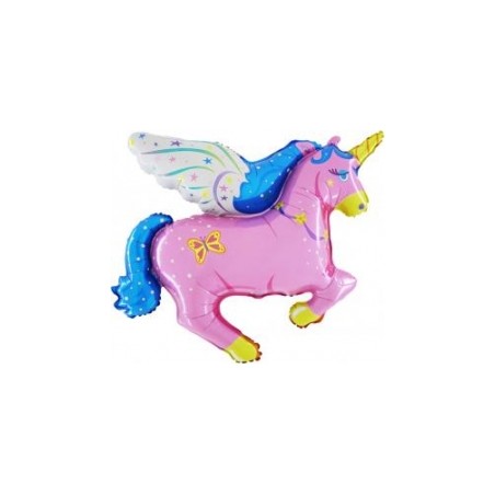 BALLON METALLIQUE LICORNE ROSE