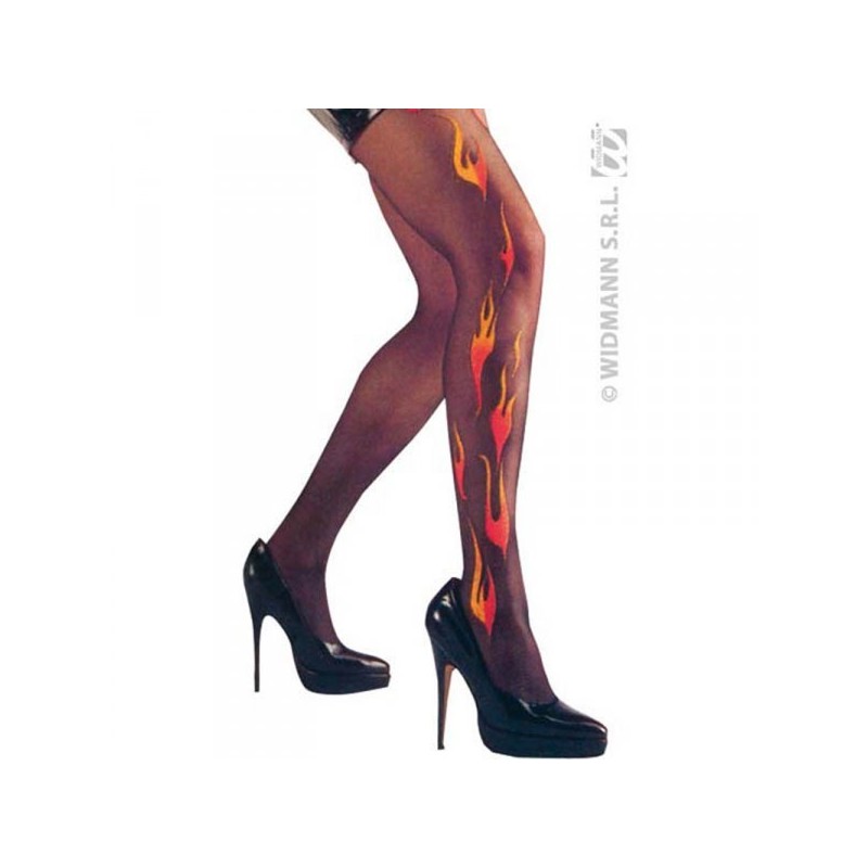 COLLANT NOIR DECOR FLAMMES