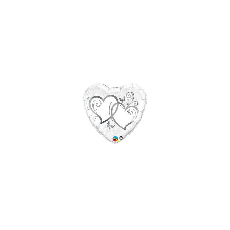 BALLON METALLIQUE COEUR ARGENT ET BLANC 91 CM BALLON METALLIQUE COEUR ARGENT ET BLANC 91 CM