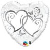 BALLON METALLIQUE COEUR ARGENT ET BLANC 91 CM BALLON METALLIQUE COEUR ARGENT ET BLANC 91 CM