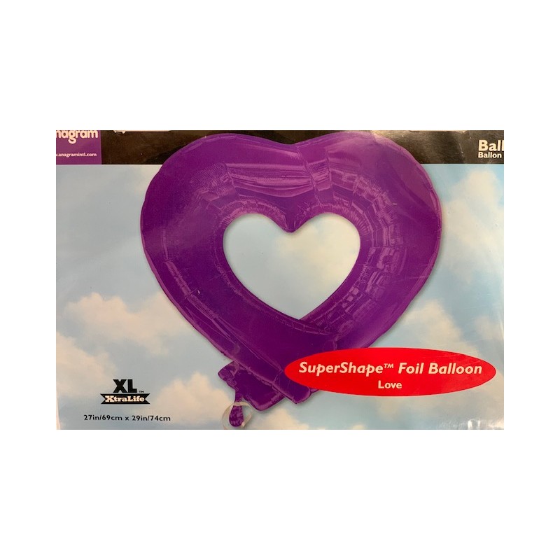 BALLON METALLIQUE COEUR VIOLET 69 X 74 CM