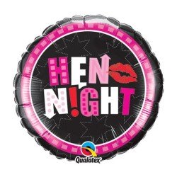 BALLON METALLIQUE ROND NOIR ET FUSCHIA HEN NIGHT 46CM