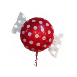 BALLON BONBON ROUGE POIS BLANC 43CM