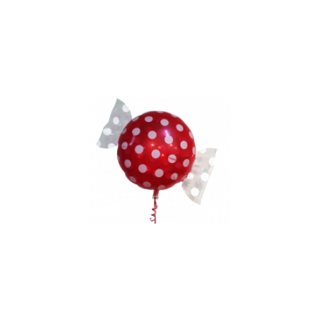 BALLON BONBON ROUGE POIS BLANC 43CM