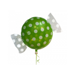 BALLON BONBON VERT POIS BLANC 43CM