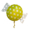 BALLON BONBON JAUNE POIS BLANC 43CM