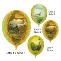 BALLON GLOBE IMPRIME 4 FACES DINAUSORES 14"