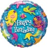 BALLON METALLIQUE ROND SIRENE HAPPY BIRTHDAY 46CM