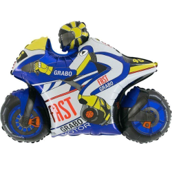 BALLON METALLIQUE MOTO GP BLEU 76 CM 