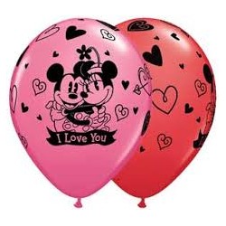 25 BALLONS QUALATEX IMPRIMES MICKEY & MINNIE LOVE YOU