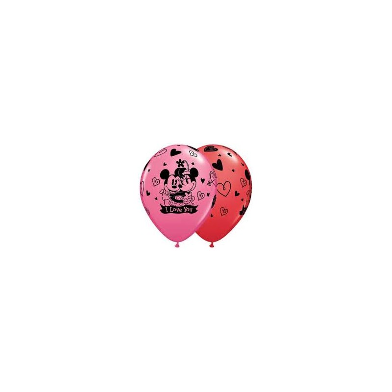 25 BALLONS QUALATEX IMPRIMES MICKEY & MINNIE LOVE YOU