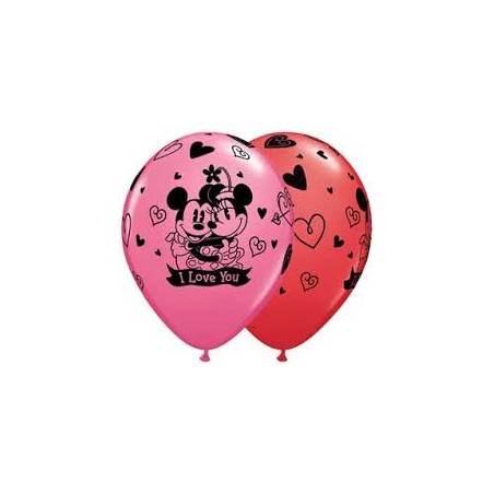 25 BALLONS QUALATEX IMPRIMES MICKEY & MINNIE LOVE YOU