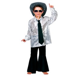 CHEMISE A STRASS DISCO ENFANT  ARGENT TAILLE 140