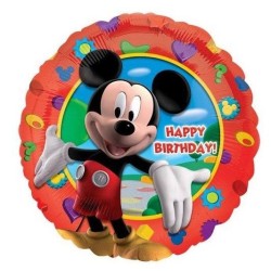 BALLON METALLIQUE ROND MICKEY HAPPY BIRTHDAY 43 CM