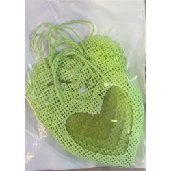 SAC COEUR EN PAILLE ET ORGANZA VERT 