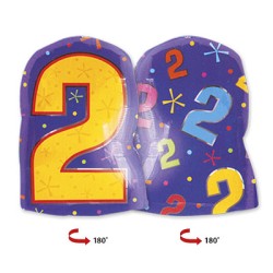 BALLON CHIFFRE MULTICOLORE JR.SHAPE CHIFFRE 2 45 CM