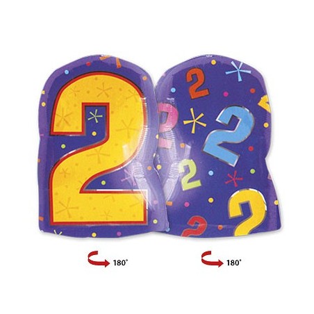 BALLON CHIFFRE MULTICOLORE JR.SHAPE CHIFFRE 2 45 CM
