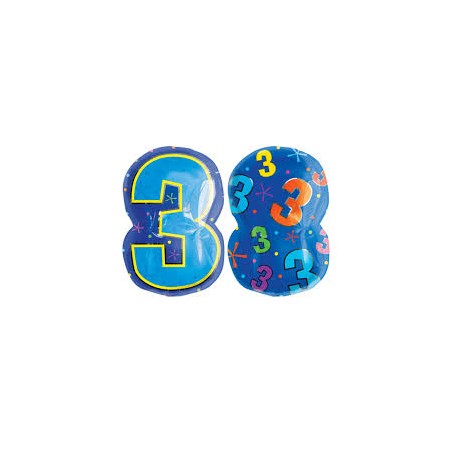 BALLON CHIFFRE MULTICOLORE JR.SHAPE CHIFFRE 3  45 CM 