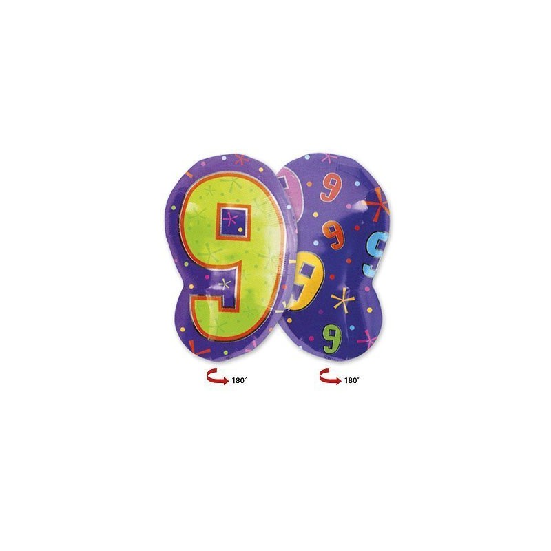 BALLON CHIFFRE MULTICOLORE JR.SHAPE CHIFFRE 9  45 CM 