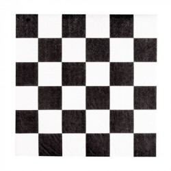 20 SERVIETTES DAMIER NOIR ET BLANC 33 X 33 CM