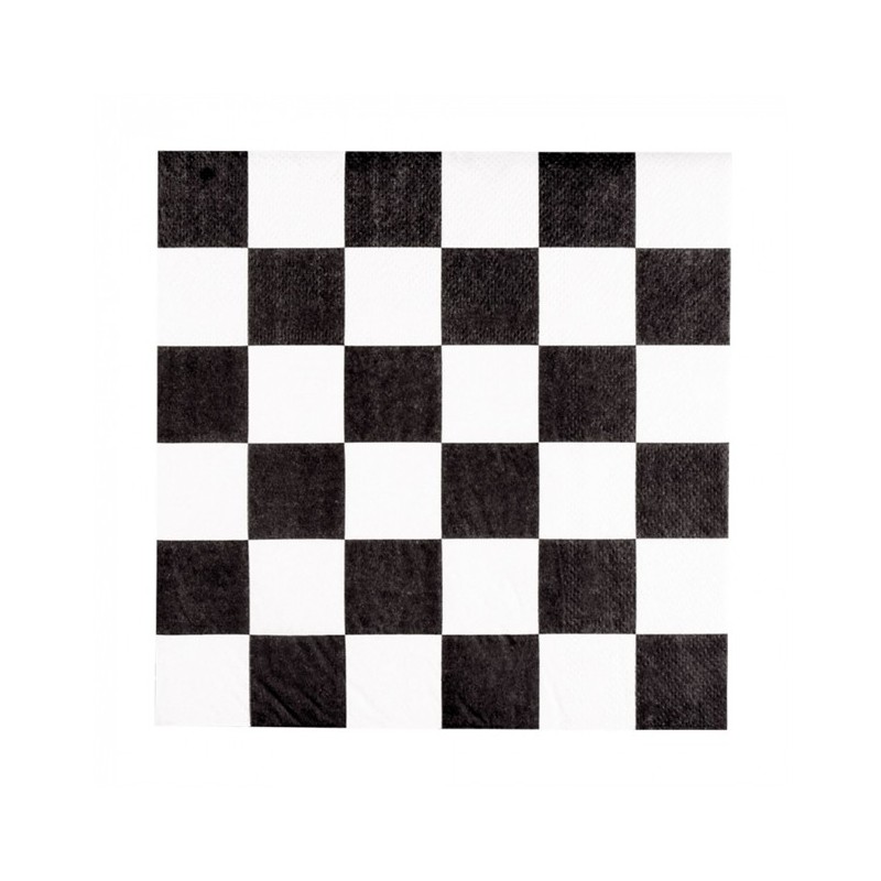 20 SERVIETTES DAMIER NOIR ET BLANC 33 X 33 CM 20 SERVIETTES DAMIER NOIR ET BLANC 33 X 33 CM