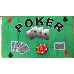 DRAPEAU EN TISSUS POKER CASINO 90 X 150 CM