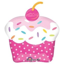 BALLON METALLIQUE CUP CAKE ROSE 48 X 71 CM