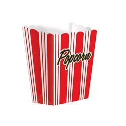 8 BOITES A POP CORN ROUGE ET BLANC 9,5X13,3X3,8CM