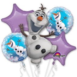 BOUQUET DE 5 BALLONS METALLIQUES OLAF REINE DES NEIGES